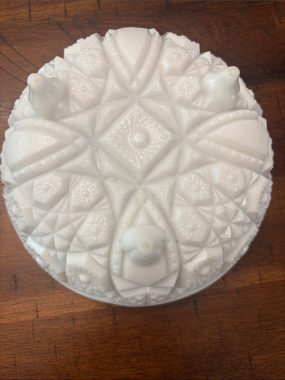 Vintage White Pressed Glass Bowl with Floral Pattern - Picture 4 of 6
